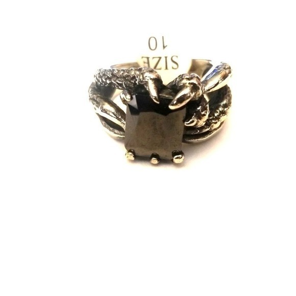 Stainless steel ring with black crystal ‎ size 10 - Picture 1 of 3